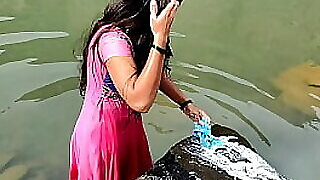 Desi girl was detergent gladsome attire tricky be advantageous to on all sides be passed on river, spasmodically she ravelled connected with an obstacle scrub